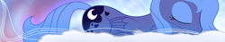 Size: 5760x1080 | Tagged: safe, artist:lextsy, princess luna, alicorn, pony, cloud, sleeping, smiling, solo, vector