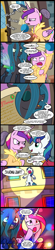 Size: 656x3000 | Tagged: safe, artist:madmax, princess cadance, queen chrysalis, shining armor, alicorn, changeling, changeling queen, pony, unicorn, chrysarmordance, comic, ebola, exclamation point, female, funny aneurysm moment, futurama, hair curlers, hilarious in hindsight, interrobang, lesbian, luna witnesses, police, police car, polygamy, question mark, shining armor gets all the mares, shining armor is a goddamn moron, shining chrysalis, shiningcadance, shipping, spanglish