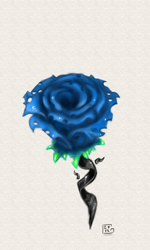 Size: 576x960 | Tagged: safe, artist:gela-g-i-s-gela, queen chrysalis, changeling, changeling queen, blue rose, flower, no pony, rose, signature, simple background, white background