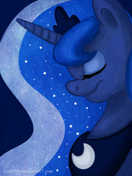 Size: 1024x1365 | Tagged: safe, artist:abbystarling, princess luna, alicorn, pony, female, horn, mare, simple background, solo