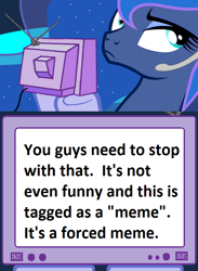 Size: 563x769 | Tagged: safe, princess luna, alicorn, pony, beefy neck, exploitable meme, forced meme meme, gamer luna, meme, meta, obligatory pony, reddit, tv meme