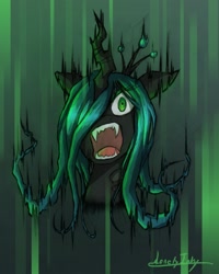 Size: 1280x1604 | Tagged: safe, artist:lonelycross, queen chrysalis, changeling, changeling queen, screaming, solo