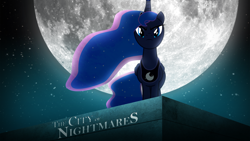 Size: 1920x1080 | Tagged: safe, artist:astrotheh, princess luna, alicorn, pony, building, moon, reference, solo, the mortal instruments, vector, wallpaper