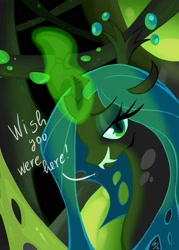 Size: 1187x1656 | Tagged: safe, artist:falleninthedark, queen chrysalis, changeling, changeling queen, bedroom eyes, female, solo