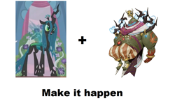 Size: 1159x670 | Tagged: safe, queen chrysalis, changeling, changeling queen, exploitable meme, female, kid icarus, kid icarus: uprising, make it happen, meta, thanatos