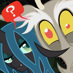 Size: 600x600 | Tagged: safe, discord, queen chrysalis, changeling, changeling queen, female, tumblr