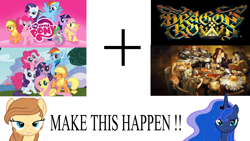 Size: 1920x1080 | Tagged: safe, applejack, fluttershy, pinkie pie, princess luna, rainbow dash, rarity, twilight sparkle, oc, oc:cream heart, alicorn, earth pony, pegasus, pony, unicorn, dragon's crown, exploitable meme, make it happen, mane six, meme