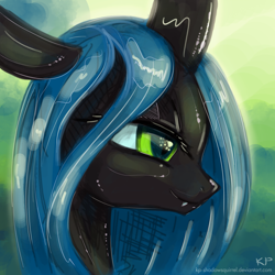 Size: 1000x1000 | Tagged: safe, artist:kp-shadowsquirrel, queen chrysalis, changeling, changeling queen, female, solo