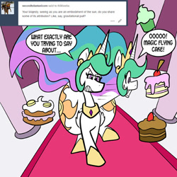 Size: 576x576 | Tagged: safe, artist:pembroke, princess celestia, alicorn, pony, both cutie marks, bottom heavy, cake, food, large butt, sunbutt, the ass was fat, thiklestia