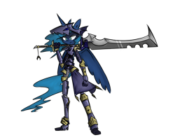 Size: 1024x819 | Tagged: safe, artist:voids-edge, princess luna, anthro, armor, simple background, solo, sword, transparent background, warrior luna, weapon