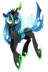 Size: 947x1400 | Tagged: dead source, safe, artist:tamufisi, queen chrysalis, changeling, changeling queen, female, green eyes, horn, solo