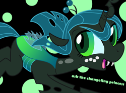 Size: 900x667 | Tagged: safe, artist:syggie, queen chrysalis, changeling, changeling queen, nymph, cute, cutealis, female, freckles, solo