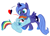 Size: 656x471 | Tagged: safe, artist:kanairu, princess luna, rainbow dash, alicorn, pegasus, pony, female, filly, lesbian, lunadash, s1 luna, shipping, simple background, woona