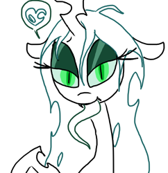 Size: 578x598 | Tagged: safe, artist:the weaver, queen chrysalis, changeling, changeling queen, bedroom eyes, cute, cutealis, heart, simple background, solo, tongue out, white background