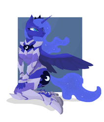 Size: 935x1103 | Tagged: safe, artist:phidippusofmystery, princess luna, anthro, armor, solo