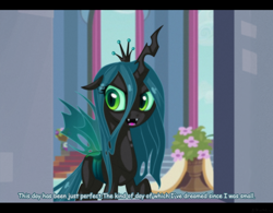 Size: 900x702 | Tagged: safe, artist:antych, artist:nexnox, queen chrysalis, changeling, changeling queen, a canterlot wedding, caption, fake, fake screencap, female, lyrics, scene interpretation, solo, song, text, this day aria