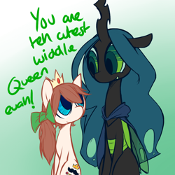 Size: 1000x1000 | Tagged: safe, artist:ask-pacified-chrysalis, queen chrysalis, oc, oc:raipony, changeling, changeling queen, ask, tumblr