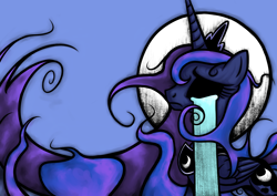 Size: 1754x1240 | Tagged: safe, artist:rambopvp, princess luna, alicorn, pony, crying, moon, solo, surreal