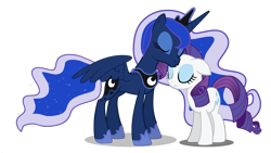 Size: 1971x1114 | Tagged: safe, artist:lunarmarex, princess luna, rarity, alicorn, pony, unicorn, female, kissing, lesbian, rariluna, shipping