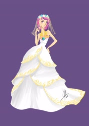 Size: 2480x3507 | Tagged: safe, artist:ladyamaltea, princess cadance, queen chrysalis, clothes, dress, fake cadance, high res, humanized, solo