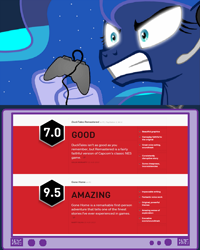 Size: 1537x1918 | Tagged: safe, princess luna, alicorn, pony, duck tales, exploitable meme, gamer luna, gone home, ign, meme, obligatory pony, tv meme