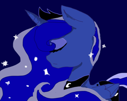 Size: 1000x800 | Tagged: safe, artist:candi-kun, princess luna, alicorn, pony, eyes closed, female, horn, mare, solo