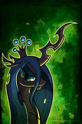 Size: 631x947 | Tagged: safe, artist:bigponymac, queen chrysalis, changeling, changeling queen, bust, female, lidded eyes, portrait, quadrupedal, solo