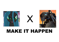 Size: 892x644 | Tagged: safe, queen chrysalis, changeling, changeling queen, all caps, bionicle, exploitable meme, lego, make it happen, meme, meta, roodaka