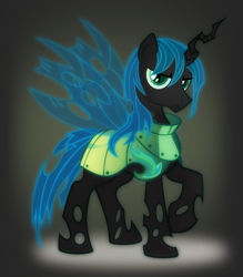 Size: 6480x7397 | Tagged: safe, artist:aerotechyon-x, king metamorphosis, queen chrysalis, changeling, changeling queen, absurd resolution, changeling king, frown, looking at you, raised hoof, rule 63, solo, spread wings, this day aria colt version, vector