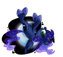 Size: 569x509 | Tagged: safe, artist:luga12345, princess luna, alicorn, pony, happy, moon, simple background, solo, upside down