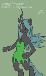 Size: 800x1300 | Tagged: safe, artist:cross-cjr, queen chrysalis, changeling, changeling queen, pony, 30 minute art challenge, bipedal, costume