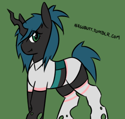 Size: 540x512 | Tagged: safe, artist:nasubutt, queen chrysalis, changeling, changeling queen, 30 minute art challenge, costume, female, horn