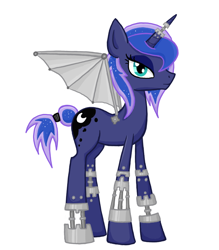 Size: 750x855 | Tagged: safe, artist:thecheeseburger, princess luna, alicorn, cyborg, pony, simple background, solo