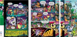 Size: 954x467 | Tagged: safe, artist:andypriceart, idw, apple bloom, queen chrysalis, scootaloo, sweetie belle, tank, changeling, changeling queen, the return of queen chrysalis, big no, comic, disguise, disguised changeling, idw advertisement, itunes, official comic, official content, preview