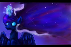 Size: 1024x683 | Tagged: safe, artist:light-east, princess luna, alicorn, pony, ethereal mane, flowing mane, galaxy mane, mane, solo, the cosmos