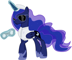 Size: 1566x1309 | Tagged: safe, artist:totallynotabronyfim, princess luna, alicorn, pony, cheap trick, clothes, cuffs, dream police, magic, police, police officer, reference, simple background, solo, sunglasses, telekinesis, transparent background, uniform, vector