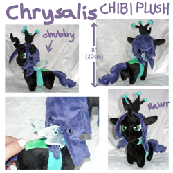 Size: 2835x2835 | Tagged: safe, artist:silkencat, queen chrysalis, changeling, changeling queen, chibi, irl, photo, plushie, solo