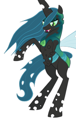 Size: 955x1545 | Tagged: safe, artist:russiankolz, queen chrysalis, changeling, changeling queen, armor, rearing