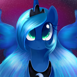 Size: 700x700 | Tagged: safe, artist:marytheechidna, princess luna, alicorn, pony, female, horn, looking at you, mare, solo