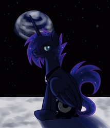 Size: 3000x3500 | Tagged: safe, artist:aritimas, prince artemis, princess luna, alicorn, pony, banishment, earth, moon, rule 63, solo