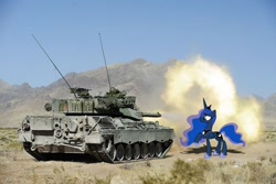 Size: 900x600 | Tagged: safe, artist:cplhenderson, princess luna, irl, leopard 2, military, photo, ponies in real life, tank (vehicle)