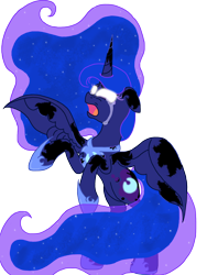 Size: 2448x3264 | Tagged: safe, artist:princessnightingale, princess luna, alicorn, pony, crying, glowing eyes, rearing, simple background, solo