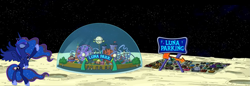 Size: 2579x886 | Tagged: safe, princess luna, alicorn, pony, crossover, futurama, luna park, moon, pun