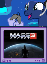 Size: 563x769 | Tagged: safe, princess luna, alicorn, pony, exploitable meme, gamer luna, mass effect, mass effect 3, meme, obligatory pony, tv meme