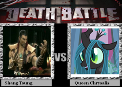 Size: 700x500 | Tagged: safe, queen chrysalis, changeling, changeling queen, death battle, meme, mortal kombat, shang tsung