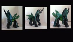 Size: 6300x3600 | Tagged: safe, artist:xx2wolffeather1xx, queen chrysalis, changeling, changeling queen, female, green eyes, horn, photo, solo