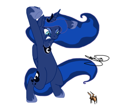 Size: 1028x900 | Tagged: artist needed, safe, princess luna, alicorn, pony, spider, bipedal, simple background, solo