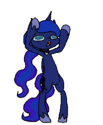Size: 329x397 | Tagged: safe, artist:unoriginalcharacterpleasesteal, princess luna, alicorn, pony, alternate hairstyle, animated, bipedal, dancing, simple background, solo