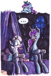 Size: 482x715 | Tagged: safe, artist:pix, princess luna, trixie, alicorn, pony, donut, gamer luna, luna-afterdark, tumblr