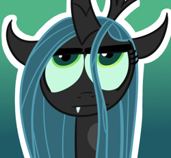 Size: 462x427 | Tagged: safe, artist:krabbshack, queen chrysalis, changeling, changeling queen, :, cute, cutealis, female, looking up, solo, unamused